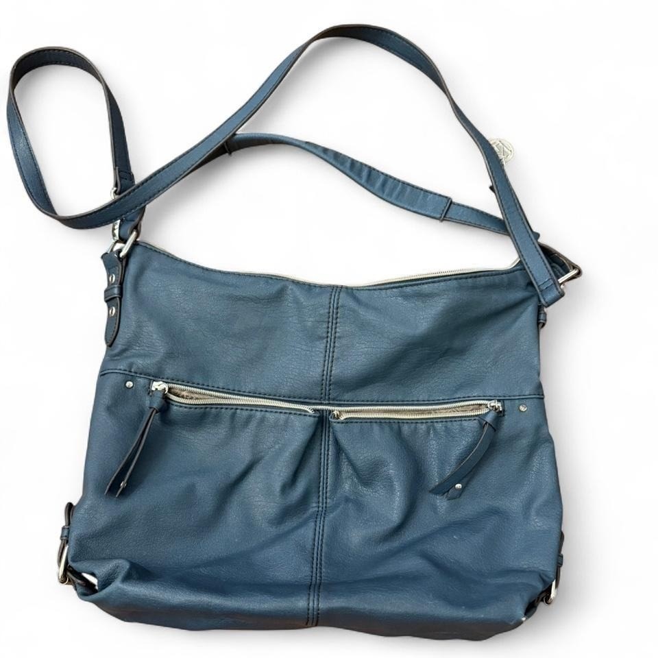 Relic By Fossil Blue Faux Leather Crossbody Hobo Bag Shoulder Purse Multi Pocket